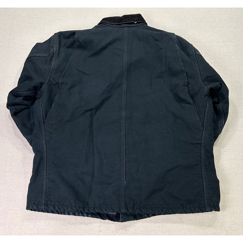 Vintage Carhartt C01 BLK Duck Chore Coat Mens 50 Black Blanket Lined Work Jacket - Picture 7 of 7